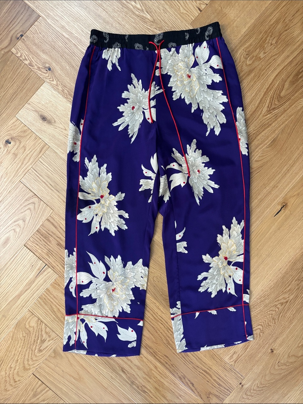 Zadig & Voltaire Purple Satin Floral Pants